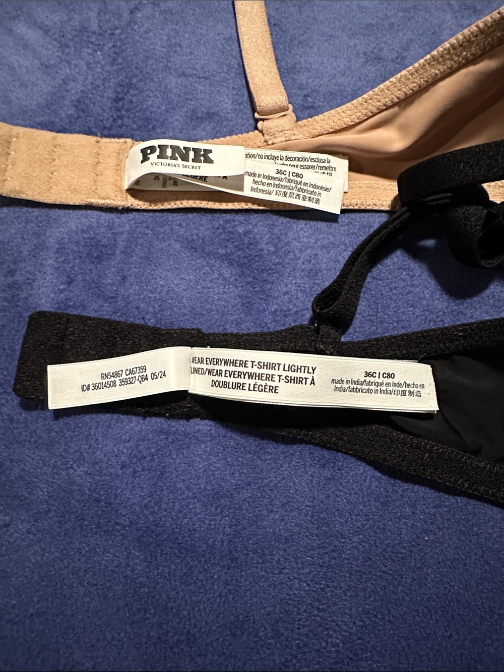 PINK Victoria's Secret Two-Tone T-Shirt Bra in Black & Nude - Picture 3 of 3